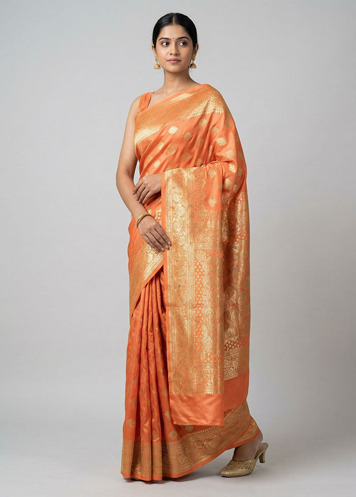 Pink Banarasi Silk Saree With Blouse Piece