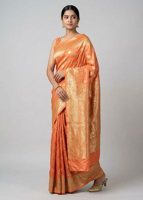 Pink Banarasi Silk Saree With Blouse Piece