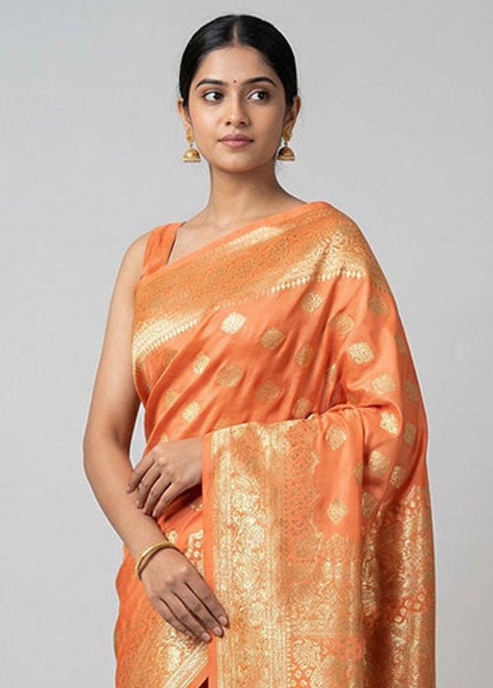 Pink Banarasi Silk Saree With Blouse Piece