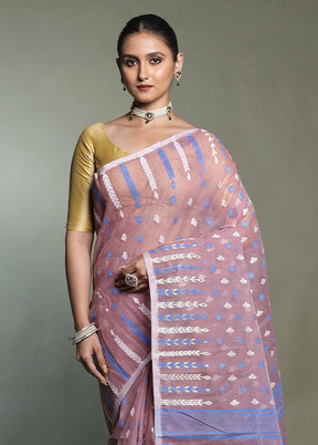 Brown Tant Jamdani Saree Without Blouse Piece