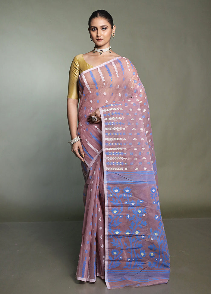 Brown Tant Jamdani Saree Without Blouse Piece