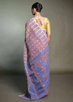 Brown Tant Jamdani Saree Without Blouse Piece