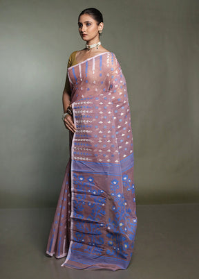 Brown Tant Jamdani Saree Without Blouse Piece