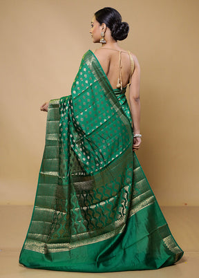 Green Tussar Silk Saree With Blouse Piece