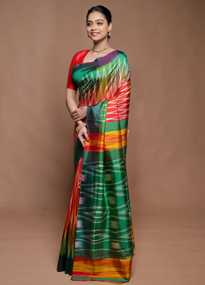 Red Pure Bishnupuri Silk Saree Without Blouse Piece