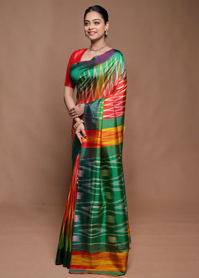 Red Pure Bishnupuri Silk Saree Without Blouse Piece