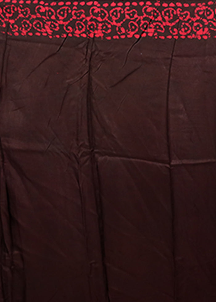 Black Printed Silk Saree Without Blouse Piece
