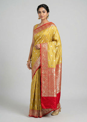 Cream Handloom Katan Pure Silk Saree With Blouse Piece