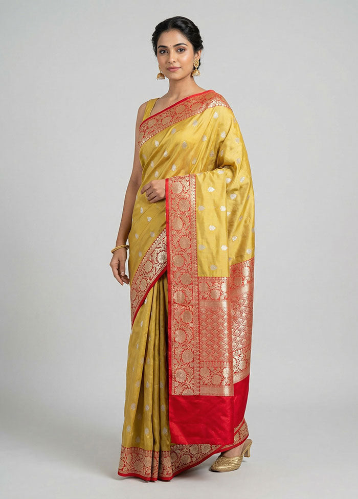 Cream Handloom Katan Pure Silk Saree With Blouse Piece