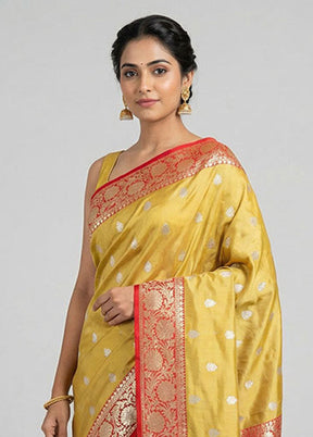 Cream Handloom Katan Pure Silk Saree With Blouse Piece