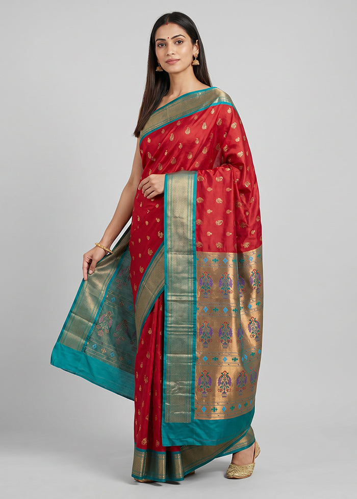 Maroon Kanjivaram Silk Saree With Blouse Piece