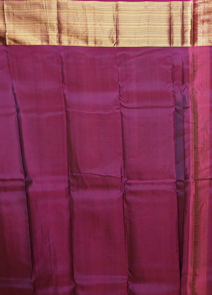 Blue Handloom Kanjivaram Pure Silk Saree With Blouse Piece