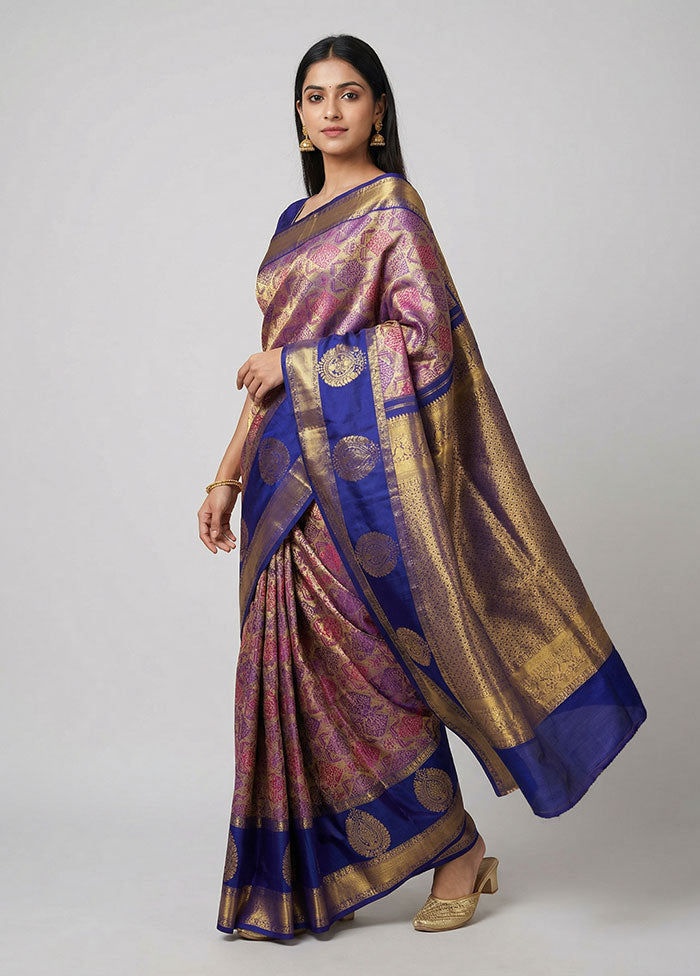 Cream Handloom Kanchipuram Pure Silk Saree With Blouse Piece