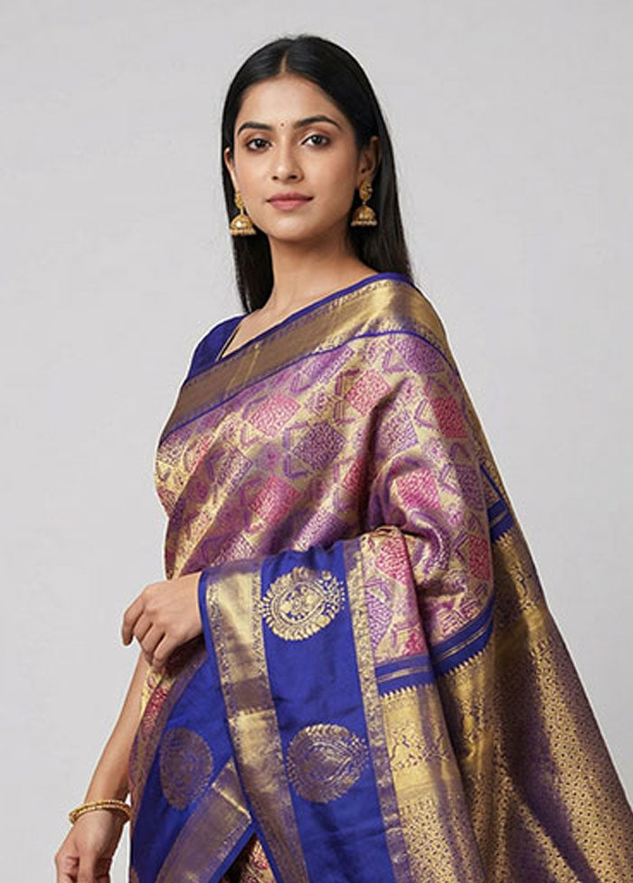 Cream Handloom Kanchipuram Pure Silk Saree With Blouse Piece
