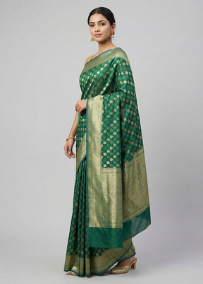 Green Kora Silk Saree With Blouse Piece
