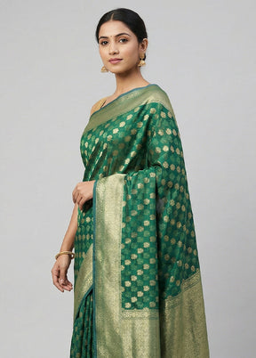 Green Kora Silk Saree With Blouse Piece