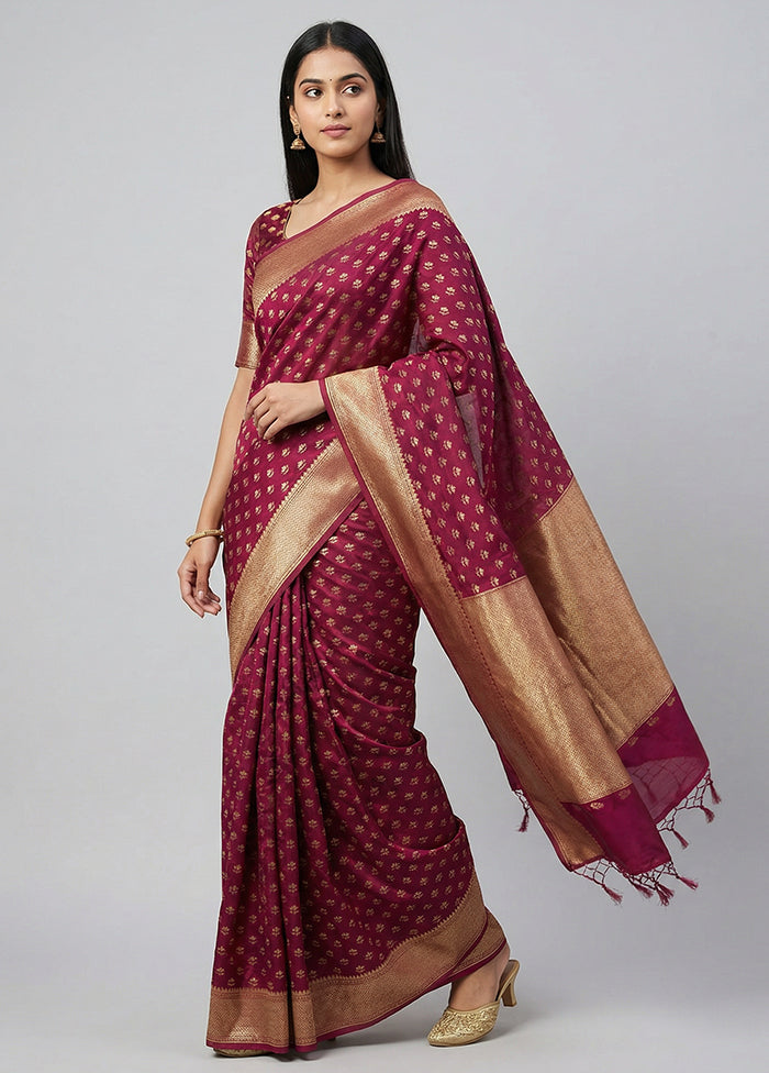 Purple Kora Silk Saree With Blouse Piece