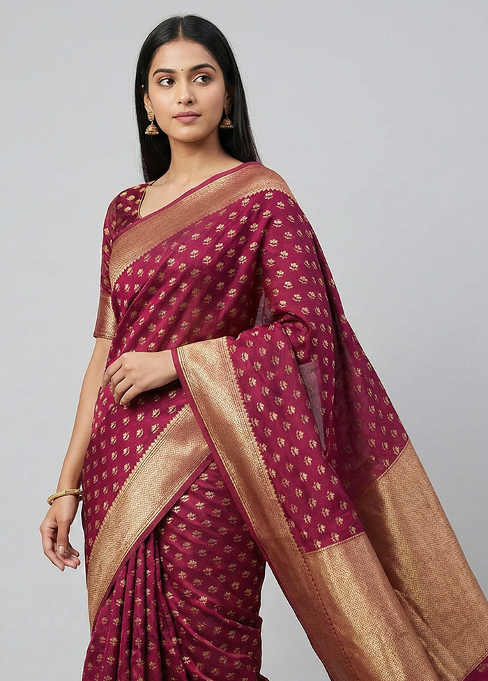 Purple Kora Silk Saree With Blouse Piece