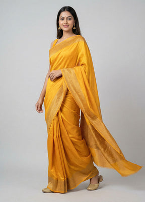 Yellow Georgette Saree With Blouse Piece