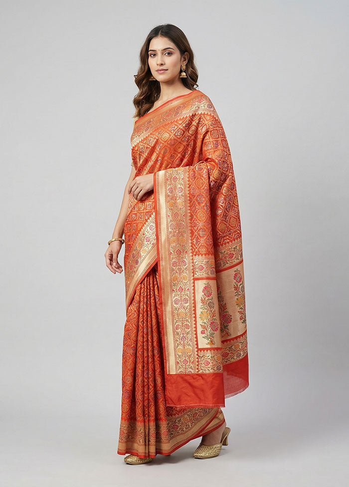 Red Handloom Uppada Pure Silk Saree With Blouse Piece