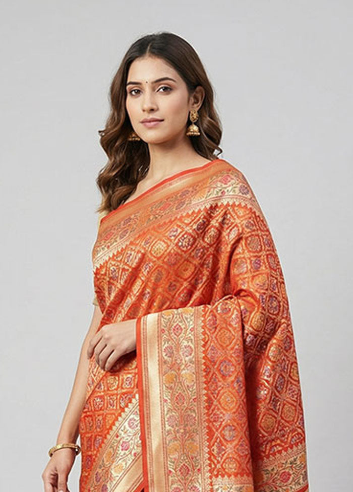 Red Handloom Uppada Pure Silk Saree With Blouse Piece