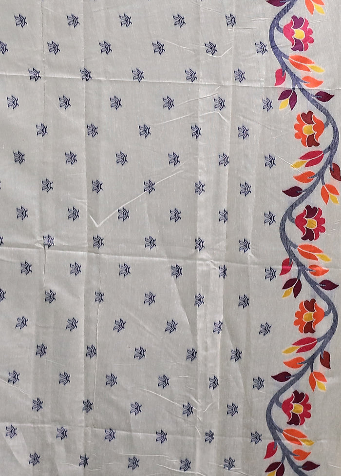 Cream Cotton Saree With Blouse Piece