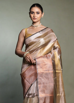 Multicolor Tissue Silk Saree With Blouse Piece