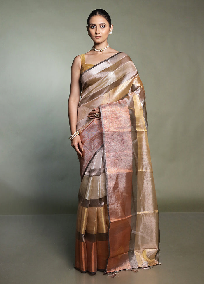 Multicolor Tissue Silk Saree With Blouse Piece