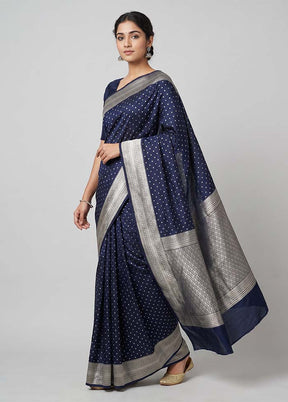 Blue Uppada Silk Saree With Blouse Piece