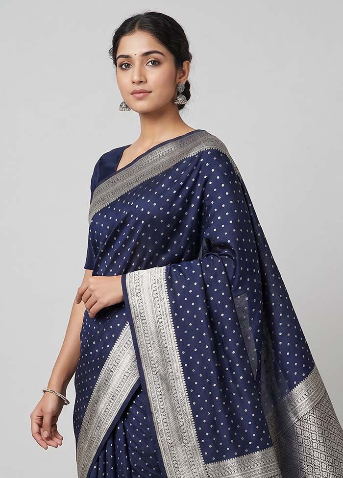 Blue Uppada Silk Saree With Blouse Piece