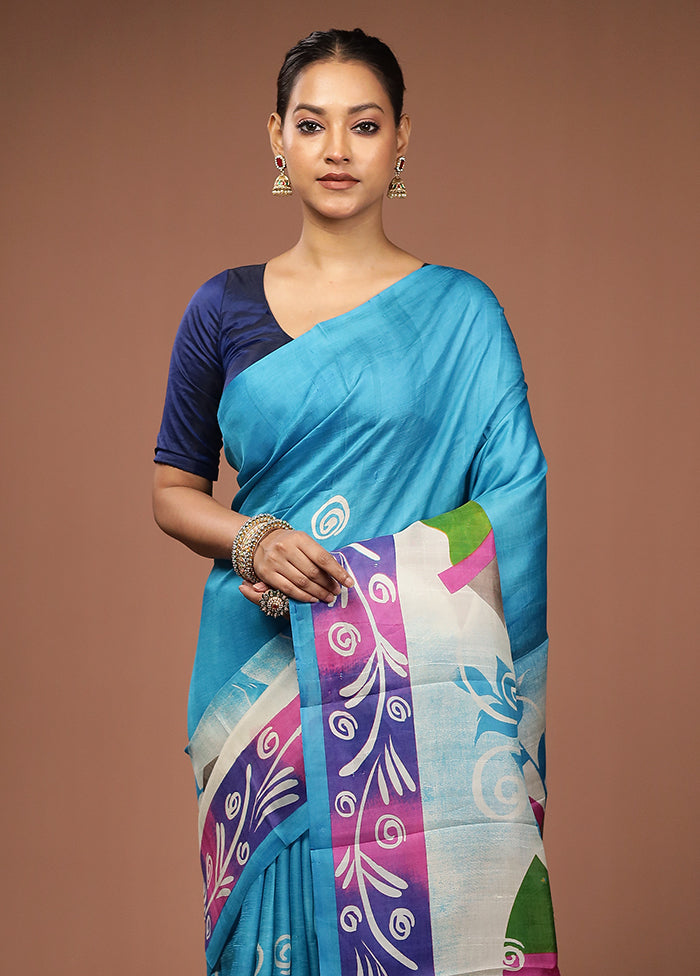Cream Printed Pure Silk Saree Without Blouse Piece