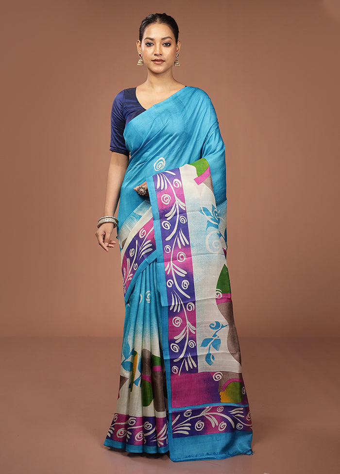 Cream Printed Pure Silk Saree Without Blouse Piece