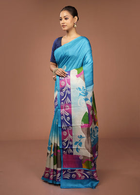Cream Printed Pure Silk Saree Without Blouse Piece