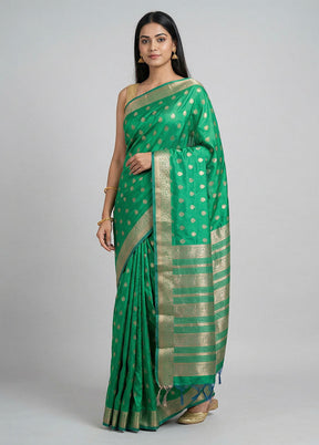 Green Kanjivaram Silk Saree With Blouse Piece