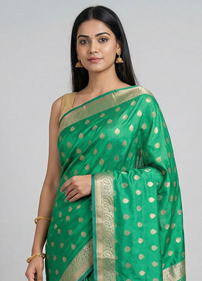Green Kanjivaram Silk Saree With Blouse Piece
