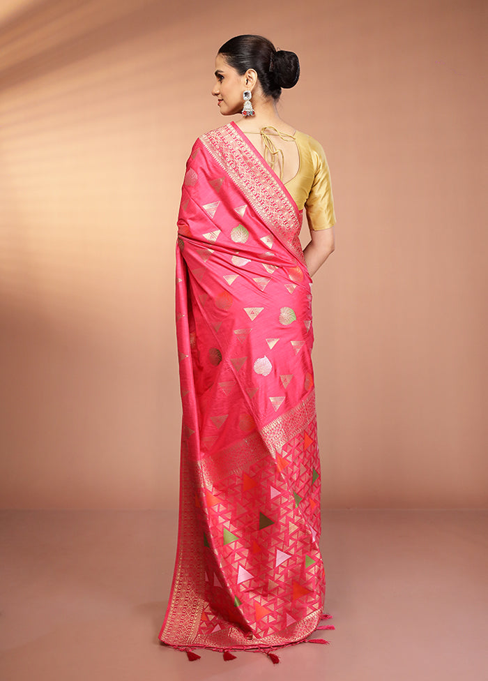 Pink Dupion Silk Saree With Blouse Piece
