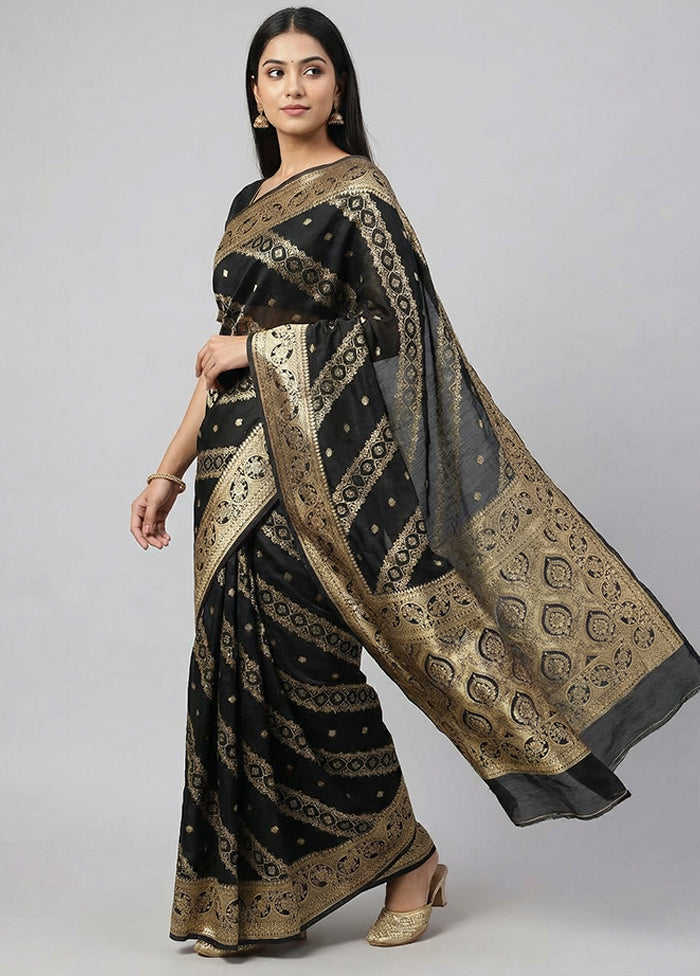 Black Organza Saree With Blouse Piece