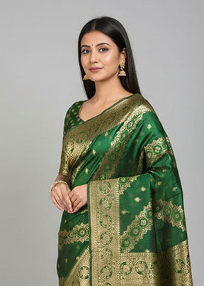 Green Organza Saree With Blouse Piece