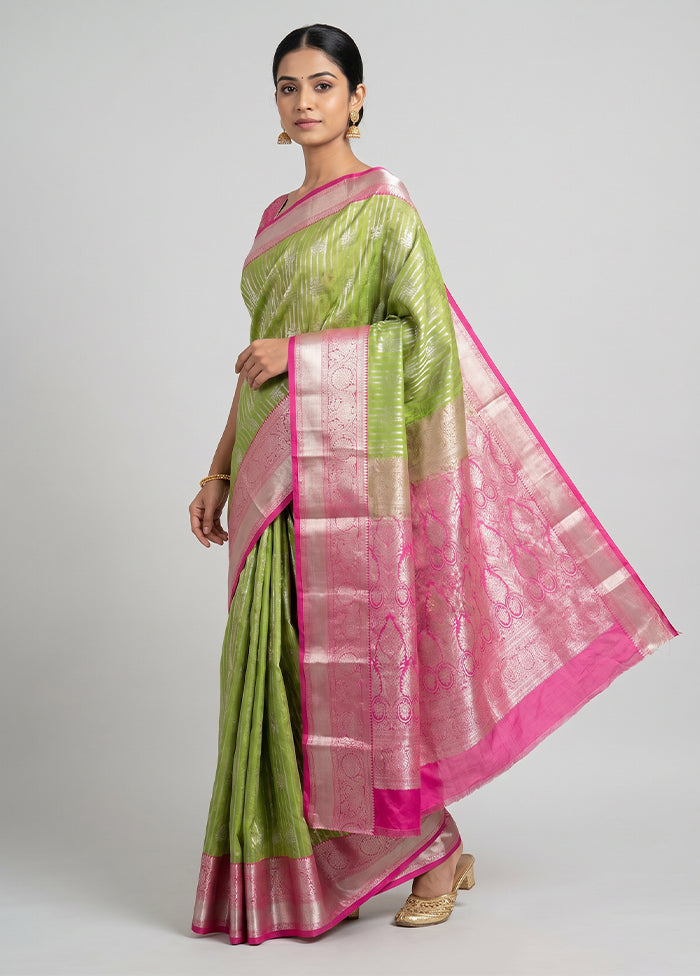 Green Kanjivaram Silk Saree With Blouse Piece