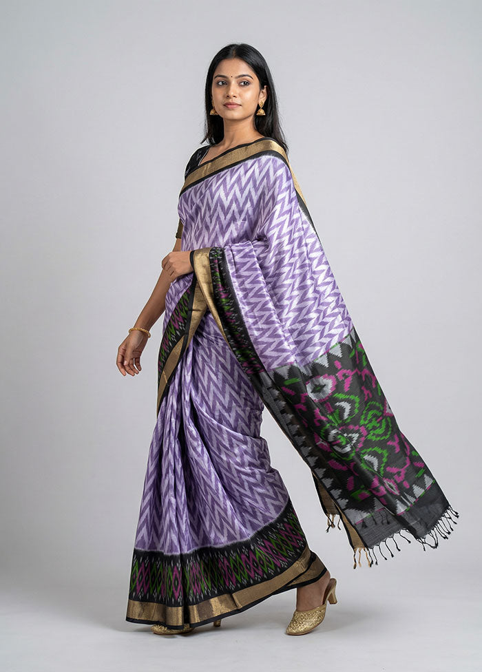 Purple Handloom Kanchipuram Pure Silk Saree With Blouse Piece