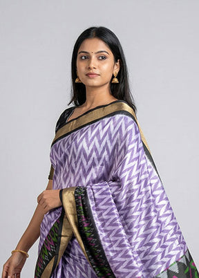 Purple Handloom Kanchipuram Pure Silk Saree With Blouse Piece