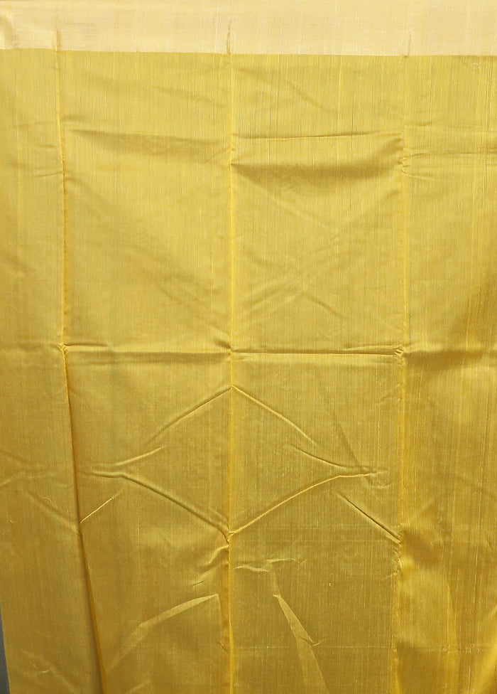 Yellow Chanderi Cotton Saree With Blouse Piece