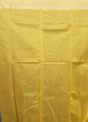 Yellow Chanderi Cotton Saree With Blouse Piece