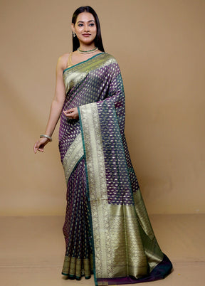 Purple Organza Saree With Blouse Piece