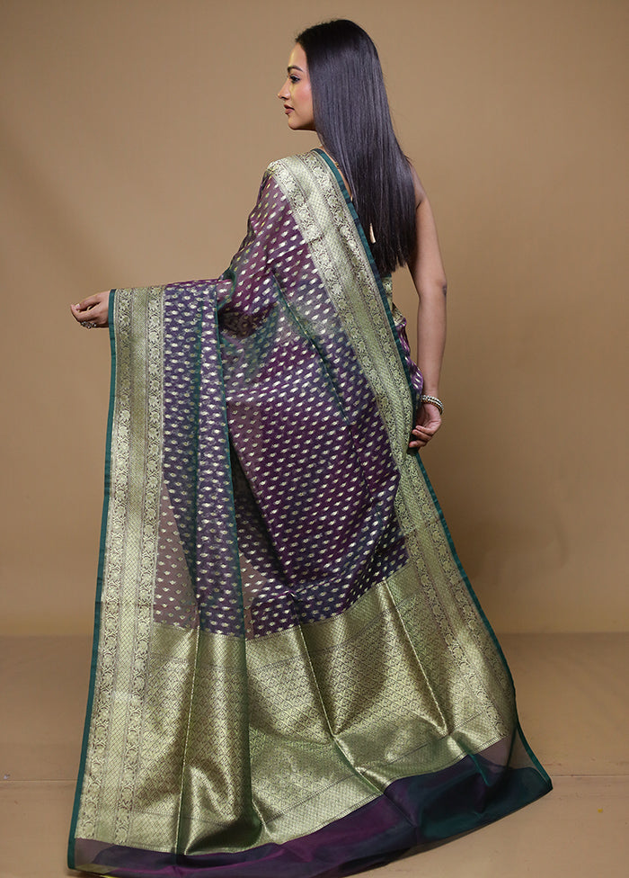 Purple Organza Saree With Blouse Piece