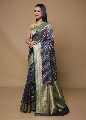 Purple Organza Saree With Blouse Piece