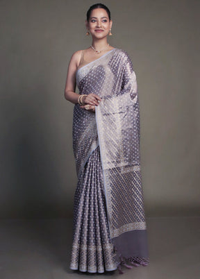 Purple Tissue Silk Saree With Blouse Piece