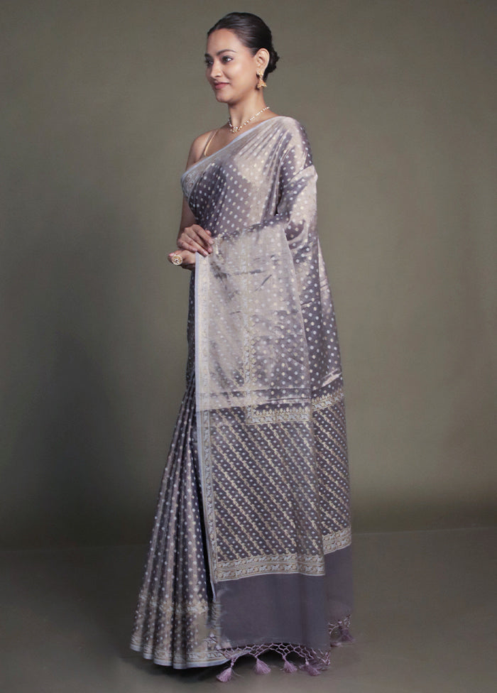 Purple Tissue Silk Saree With Blouse Piece
