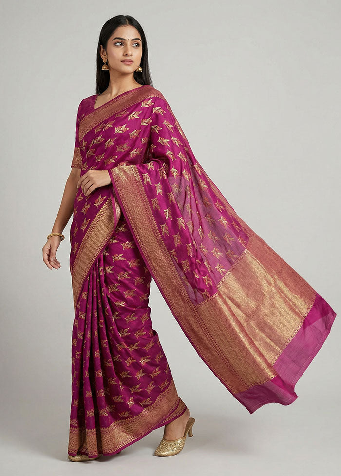 Purple Kora Silk Saree With Blouse Piece