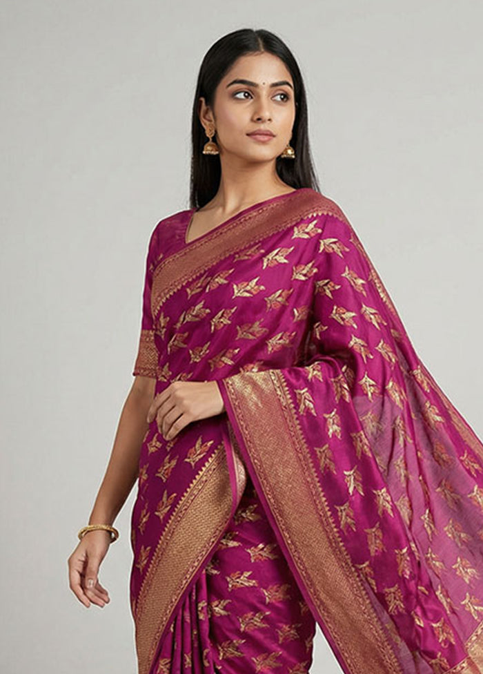 Purple Kora Silk Saree With Blouse Piece